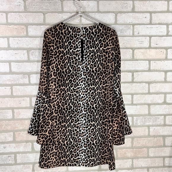 Likely Animal Print Bell Sleeve Shift Mini Dress Size 0 - Picture 5 of 12